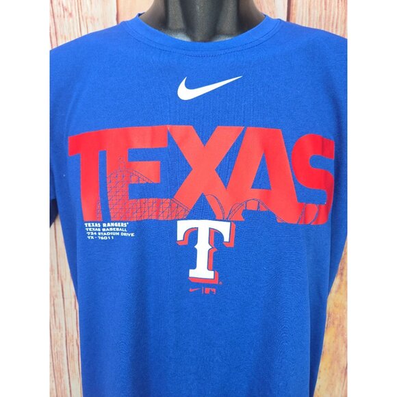 Texas Rangers Nike Dri-Fit Blue TShirt Mens Small - Picture 3 of 8